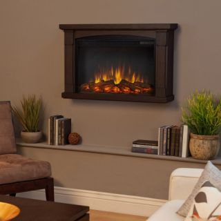 Real Flame Brighton Slim Line Wall Hung Electric Fireplace   Chestnut Oak   Electric Fireplaces