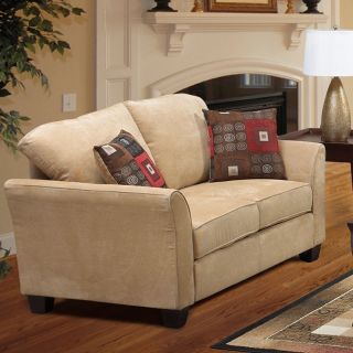 Welton Buck Light Brown Microfiber Sofa with Accent Pillows   Sofas