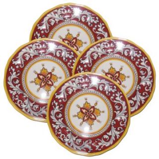 Le Cadeaux 11 in. Malaga Red Dinner Plate   Set of 4   Outdoor Dinnerware