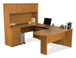 Bestar Embassy U Shaped Worksation Kit In Cappuccino Cherry   Home Office Desks
