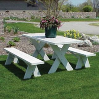 Dura Trel 6 ft. Traditional White Picnic Table With Benches   Picnic Tables