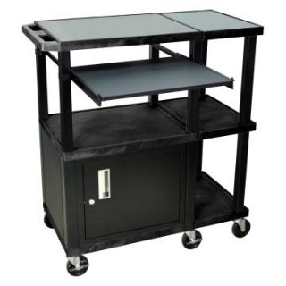 Luxor Extra Wide Laptop Presentation Cart with Security Cabinet   Black/Gray   Computer Carts