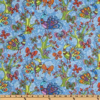 44'' Wide Timeless Treasures Peacock Blue Fabric By The Yard