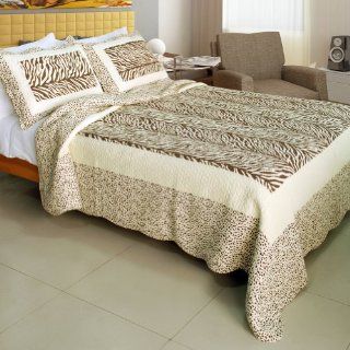 [Speak Softly] 100% Cotton 3PC Vermicelli Quilted Patchwork Quilt Set (Full/Queen Size)  