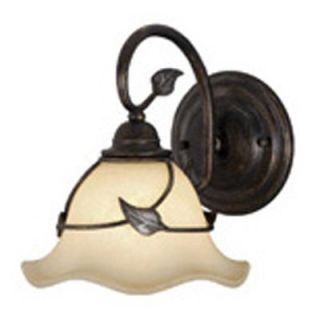 Vaxcel Vine 1 Light Wall Light with Amber Flake Glass   7.5W in. Oil Shale   Bathroom Lighting