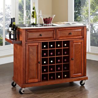 Crosley Stainless Steel Wine Cart   Kitchen Islands and Carts