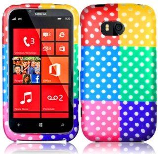 Colorful Polka Dots Hard Case Snap On Rubberized Cover For Nokia Lumia 822 Cell Phones & Accessories