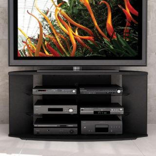 Sonax RX 5500 Rio 55 in. Midnight Black TV Stand with Two Glass Shelves   TV Stands