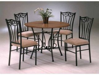 Heritage 5 Piece Round Wood and Metal Dining Set   Dining Table Sets
