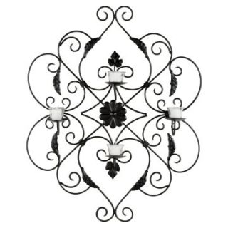 Ivy and Leaf Scroll Wrought Iron Wall Candle Holder   33.5H in.   Candle Sconces