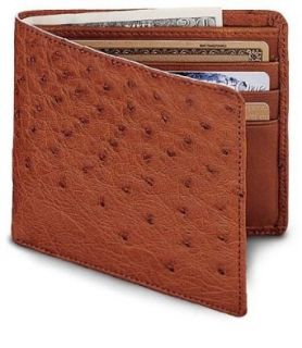 Signature Ostrich Bi Fold Wallet (TAN, ONE SIZE) at  Mens Clothing store