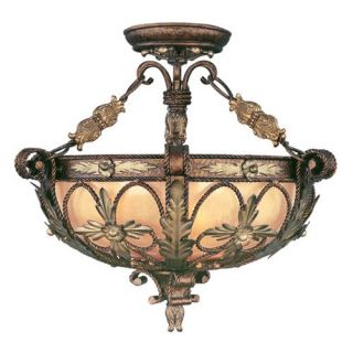 Livex Pomplano 8843 64 Convertible Semi Flush Mount   Palatial Bronze with Gilded Accents   19.5 diam. in.   Ceiling Lighting