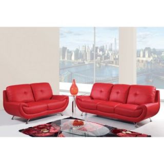 Global Furniture U4120 Sofa and Loveseat Set   Red   Sofa Sets