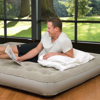 Pure Comfort Low Profile Suede Top Air Bed with Built in Pump   Air Mattresses
