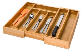 Honey Can Do Bamboo Expandable Cutlery Tray   Kitchen Drawer Organizers