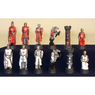 Crusades Red/White Painted Resin Chess Pieces   Chess Pieces