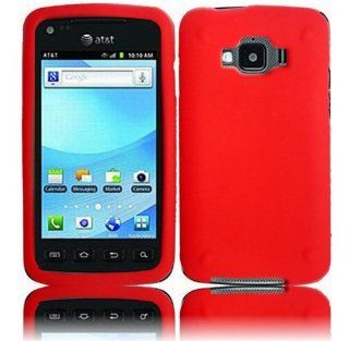 For AT&T Samsung Rugby Smart i847 Accessory   Red Skin Case Protective Cover + Lf Stylus Pen Cell Phones & Accessories