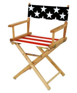 American Flag 18 inch Standard Height Directors Chair   Natural   Directors Chairs