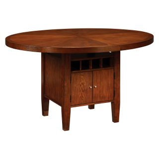 Hudson Round Counter Table with Wine Storage Base   Mocha   Dining Tables
