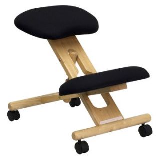 Flash Furniture Wooden Ergonomic Kneeling Posture Office Chair   Black Fabric   Desk Chairs