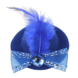 Women Cocktail Party Blue Mini Top Hat Feather Bowknot Hair Fascinator  Hair Clips  Beauty