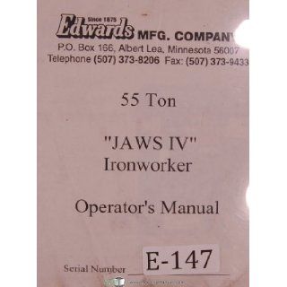 Edwards Operators Instruction Parts 55 Ton Jaws IV Ironworker Shear Manual Edwards Books