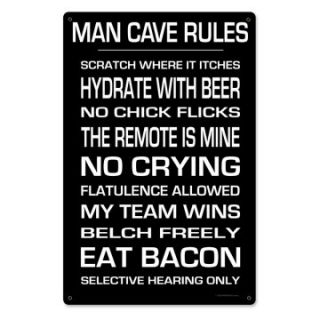 Keg Works Man Cave Rules Metal Sign   Wall Sculptures and Panels