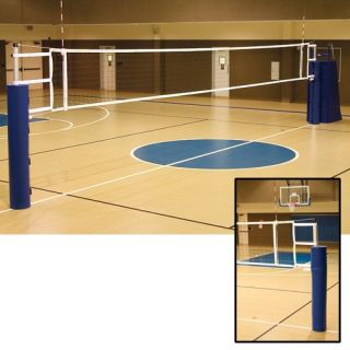 Alumagoal UTS Volleyball System with Ground Sleeves and Pole Pads   Indoor Volleyball Net Systems