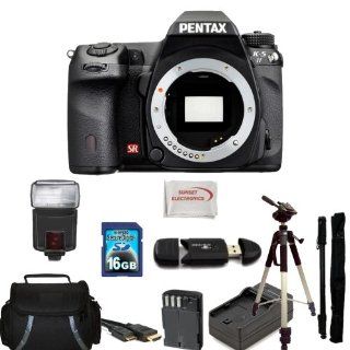 Pentax K 5 II Digital SLR Camera(Body Only) Kit. Includes 16GB Memory Card, Memory Card Reader, Extended Life Replacement Battery, AC/DC Rapid Travel Charger, Tripod, Monopod, Carrying Case, Digital Flash, HDMI Cable & SSE Microfiber Cleaning Cloth  