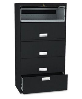 HON 600 Series 36 Inch Four Pull Out Shelves and One Drawer Lateral File   File Cabinets