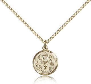 Communion Chalice Medal, Gold Filled Pendant Necklaces Jewelry