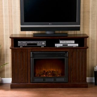 Southern Enterprises Kingsbury Espresso Media Console with Electric Fireplace   TV Stands
