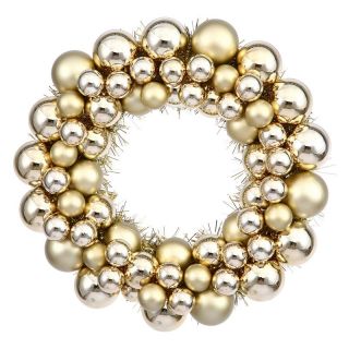 Vickerman 12 in. Gold Colored Ball Wreath   Christmas Wreaths