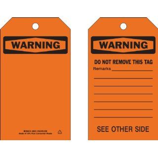 Brady 86515 7" Height x 4" Width, Economy Polyester (B 851), Black on Orange Self Laminating Tags (10 Tags) Industrial Lockout Tagout Tags