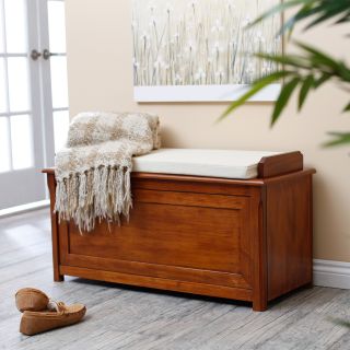 Cedar Chest Mission Bench with Cushion   Oak   Indoor Benches