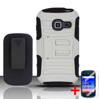 SAMSUNG GALAXY DISCOVER S730G CENTURA S738C BLACK WHITE KICKSTAND COVER BELT CLIP HOLSTER CASE +FREE SCREEN PROTECTOR from [ACCESSORY ARENA] Cell Phones & Accessories