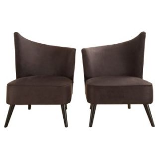 Armen Living Elegant Accent Chair with Flaired Back   Black Microfiber   Accent Chairs