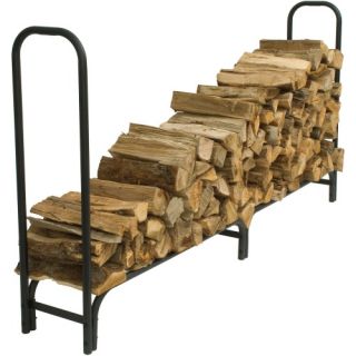 Pleasant Hearth LS932 96 Outdoor Steel 8 ft. Log Rack   Black   Fire Pit Accessories