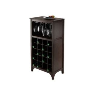 Winsome Ancona Modular 20 Bottle Wine Cabinet with Glass Rack   Wine Furniture