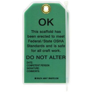 Brady 89017 4" Width x 7" Height B 852 Reusable Polyester, Black on Green Scaffolding Tag, Legend "Ok" (Pack of 10) Industrial Warning Signs