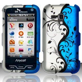 For Samsung Galaxy Rush M830 (Boost) Rubberized Design Cover   Blue Vines Cell Phones & Accessories