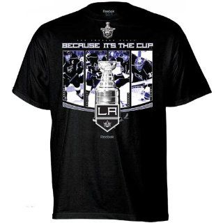 NHL Reebok Los Angeles Kings Because It's The Cup T Shirt   Black (Small)  Sports Fan T Shirts  Sports & Outdoors