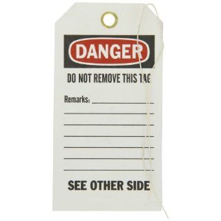 Brady 86632 3" Width x 5 3/4" Height B 853 Cardstock, Red and Black on White Accident Prevention Tag, Header "Danger", Pack of 100 Industrial Warning Signs