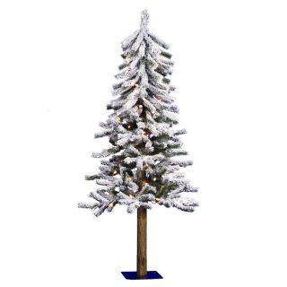 4 ft. Flocked Alpine Pre lit Christmas Tree   Christmas Trees