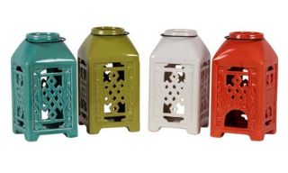 Ceramic Lanterns   4.5W x 9.5H in.   Set of 4   Candle Holders