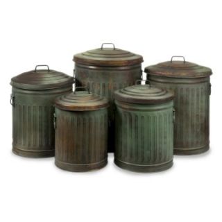 Leva Copper Verdigris Storage Cans   Set of 5   Canisters & Bottles