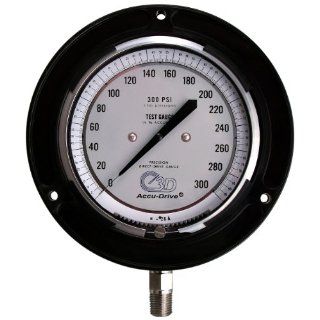 3D Instruments 25 Series Accu Drive ABS Plastic Case Pressure Test Gauge with Stainless Steel 316 Internals and Panel/Wall Mount, 4 1/2" Dial, 0 2000 psi Range, +/  1% Accuracy, 1/4" Male NPT Bottom Connection, Black Industrial Pressure Gauges 
