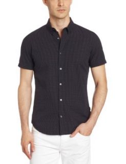 Calvin Klein Sportswear Men's Short Sleeve YD Gingham Shirt, Black, X Small at  Mens Clothing store