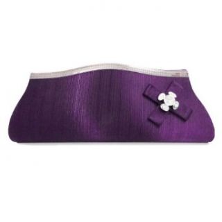 Purple Clutch Tote Medium Satin Silk Floral Clutch Wallet Evening Brooch Handbag Clothing