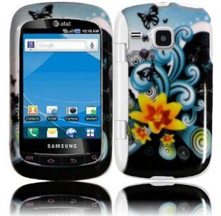 Blue Flower Hard Cover Case for Samsung DoubleTime SGH I857 Cell Phones & Accessories